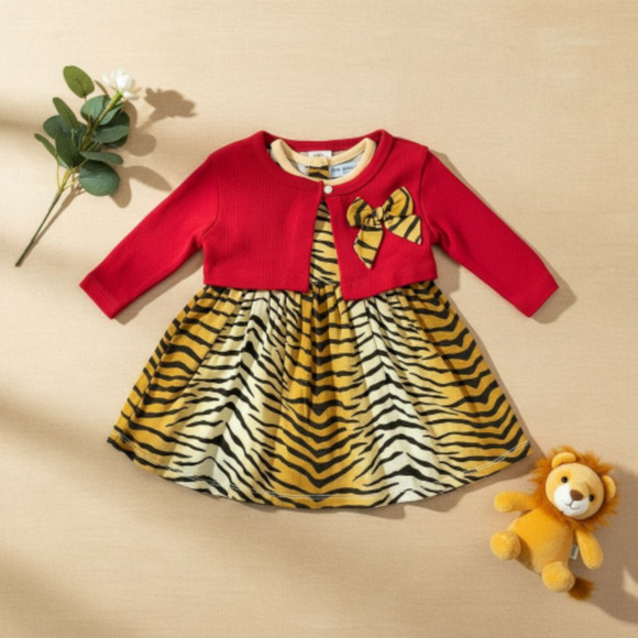 New Without Tags Mon Caramel Baby Girl Dress Set with Cardigan Size 3 Months - Picture 1 of 3